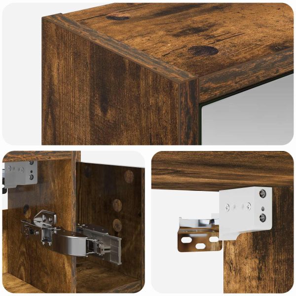 Шкаф с огледало за баня Димян дъб 63,5 x 16 x 62,5 см