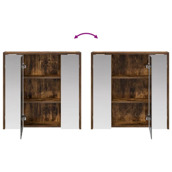 Шкаф с огледало за баня Димян дъб 63,5 x 16 x 62,5 см