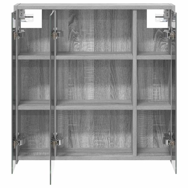 Шкаф с огледало за баня Сив Сонома 63,5 x 16 x 62,5 см