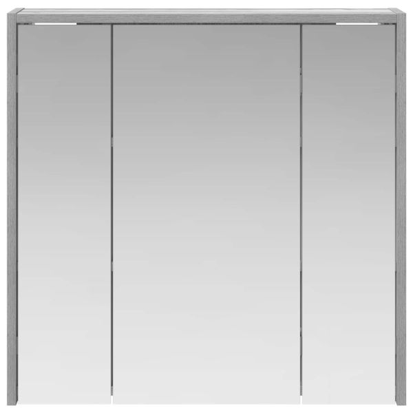 Шкаф с огледало за баня Сив Сонома 63,5 x 16 x 62,5 см