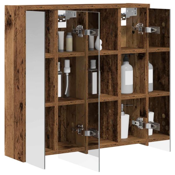 Шкаф с огледало за баня Старо дърво 63,5 x 16 x 62,5 см