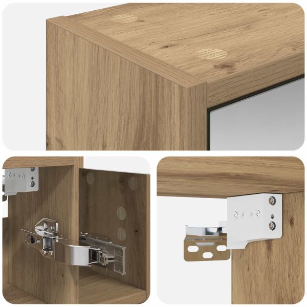 Шкаф с огледало за баня Дъб Артизан 63,5 x 16 x 62,5 см