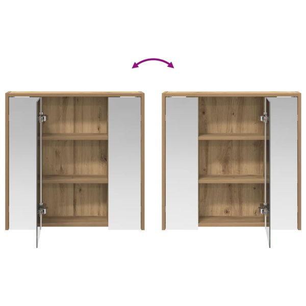 Шкаф с огледало за баня Дъб Артизан 63,5 x 16 x 62,5 см