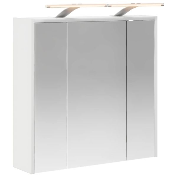 Шкаф с огледало за баня Бяло 63,5 x 16 x 62,5 см