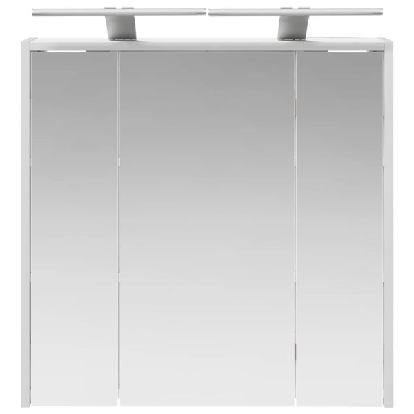 Шкаф с огледало за баня Бяло 63,5 x 16 x 62,5 см