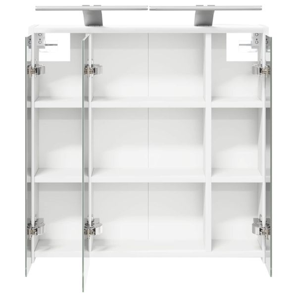 Шкаф с огледало за баня Бяло 63,5 x 16 x 62,5 см