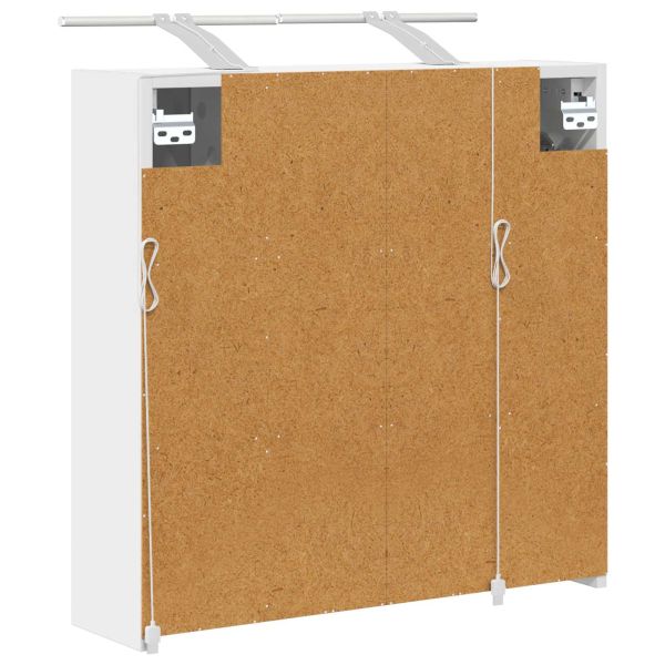 Шкаф с огледало за баня Бяло 63,5 x 16 x 62,5 см