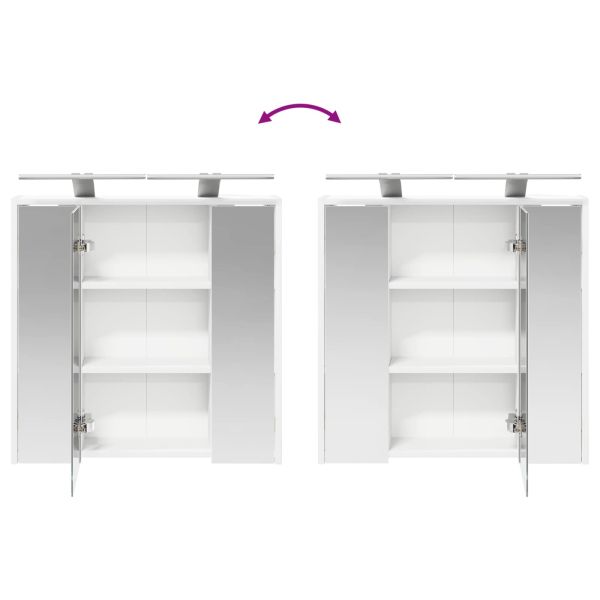 Шкаф с огледало за баня Бяло 63,5 x 16 x 62,5 см