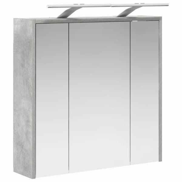 Шкаф с огледало за баня Циментено сиво 63,5 x 16 x 62,5 см