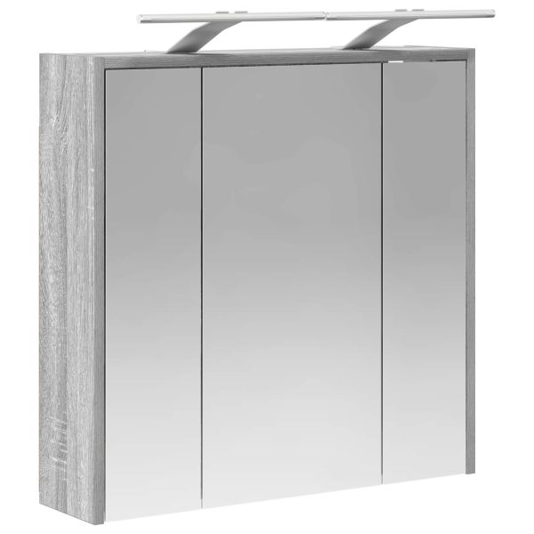 Шкаф с огледало за баня Сив Сонома 63,5 x 16 x 62,5 см