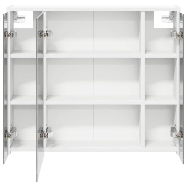 Шкаф с огледало за баня Бяло 73,5 x 16 x 62,5 см
