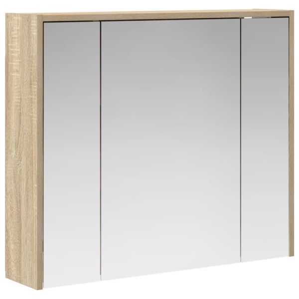 Шкаф с огледало за баня Сонома дъб 73,5 x 16 x 62,5 см