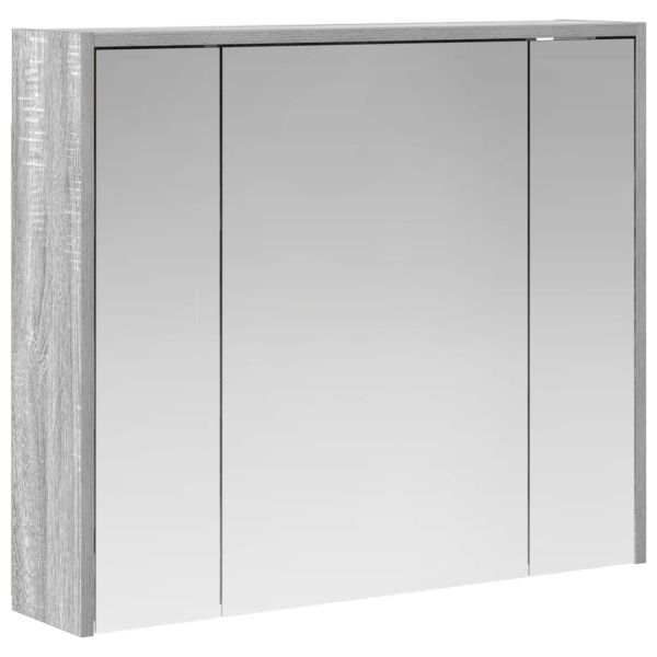Шкаф с огледало за баня Сив Сонома 73,5 x 16 x 62,5 см