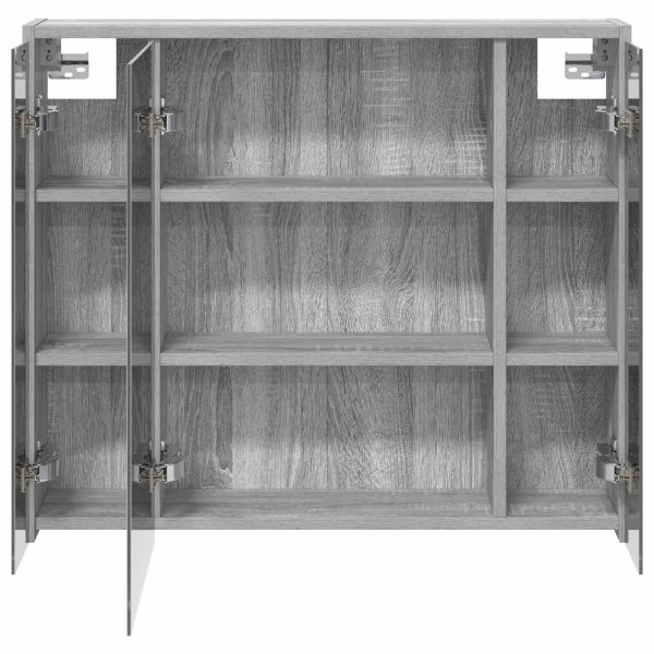 Шкаф с огледало за баня Сив Сонома 73,5 x 16 x 62,5 см