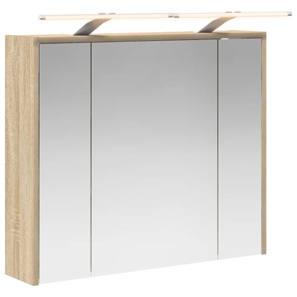 Шкаф с огледало за баня Сонома дъб 73,5 x 16 x 62,5 см
