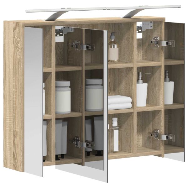 Шкаф с огледало за баня Сонома дъб 73,5 x 16 x 62,5 см