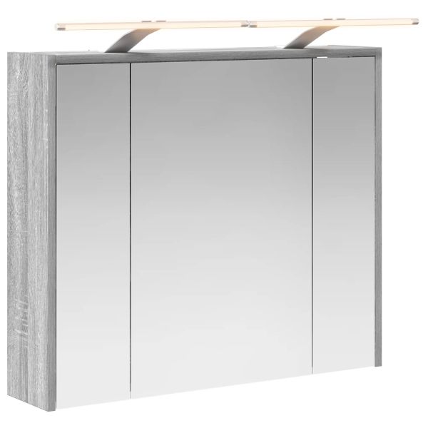 Шкаф с огледало за баня Сив Сонома 73,5 x 16 x 62,5 см