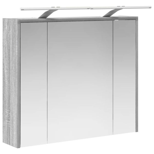 Шкаф с огледало за баня Сив Сонома 73,5 x 16 x 62,5 см