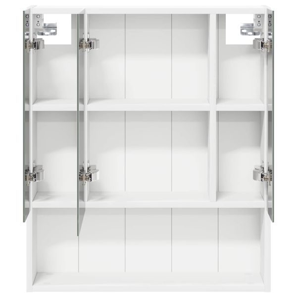 Шкаф с огледало за баня Бяло 60 x 14.5 x 70 см Инженерно дърво