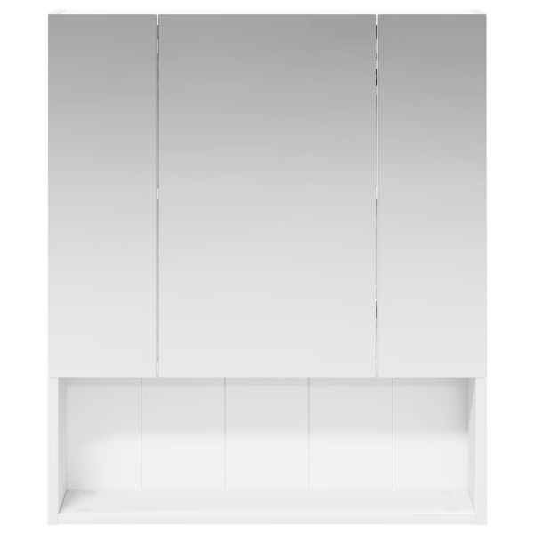 Шкаф с огледало за баня Бяло 60 x 14.5 x 70 см Инженерно дърво