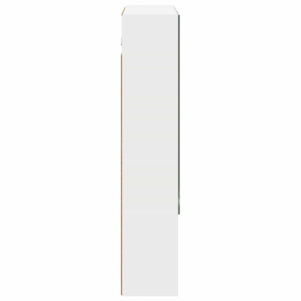 Шкаф с огледало за баня Бяло 60 x 14.5 x 70 см Инженерно дърво