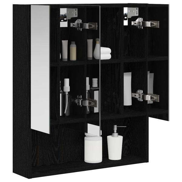 Шкаф с огледало за баня с рафт Черния дъб 60 x 14.5 x 70 см