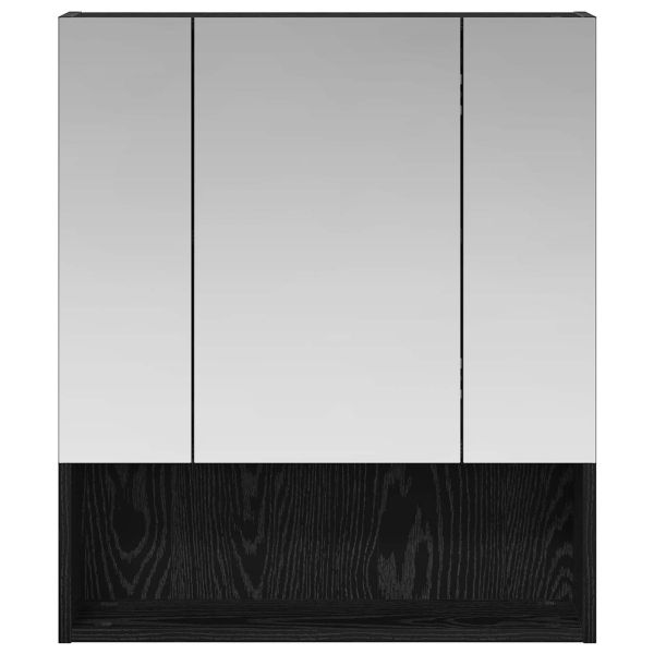 Шкаф с огледало за баня с рафт Черния дъб 60 x 14.5 x 70 см