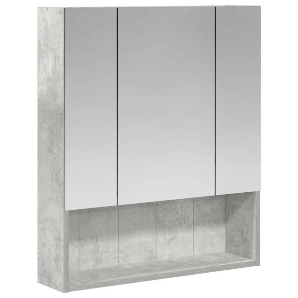 Шкаф с огледало за баня с рафт Циментено сиво 60 x 14.5 x 70 см