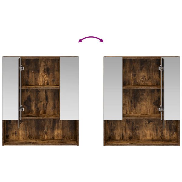 Шкаф с огледало за баня с рафт Димян дъб 60 x 14.5 x 70 см