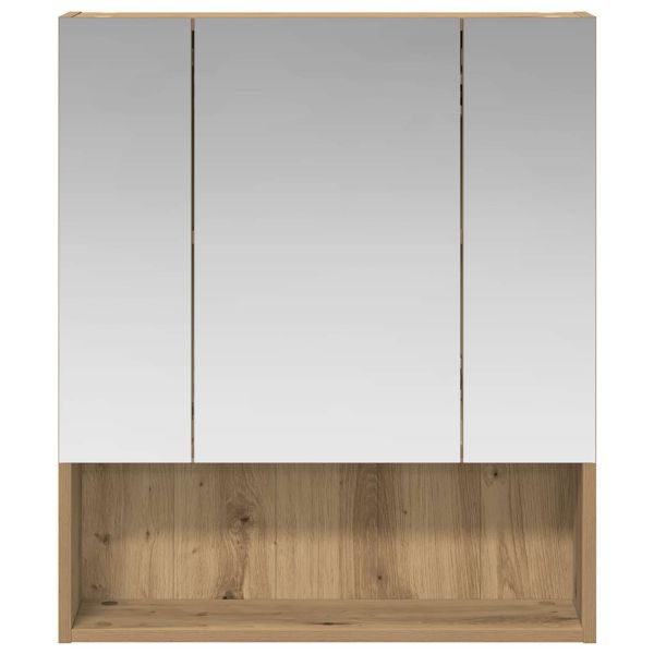 Шкаф с огледало за баня с рафт Дъб Артизан 60 x 14.5 x 70 см