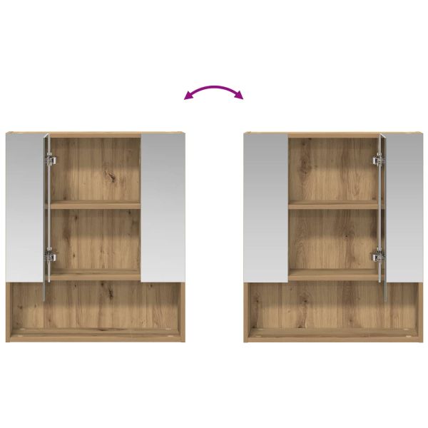Шкаф с огледало за баня с рафт Дъб Артизан 60 x 14.5 x 70 см