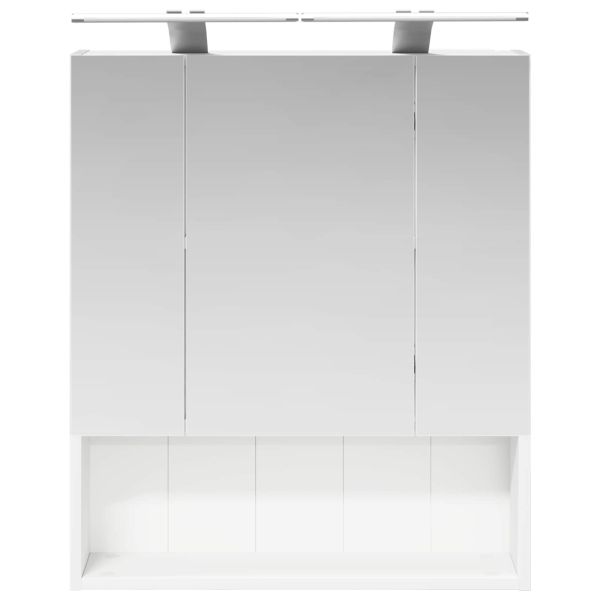 Шкаф с огледало за баня Бяло 60 x 14.5 x 70 см Инженерно дърво