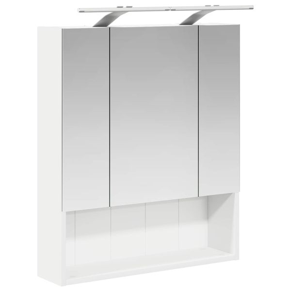 Шкаф с огледало за баня Бяло 60 x 14.5 x 70 см Инженерно дърво