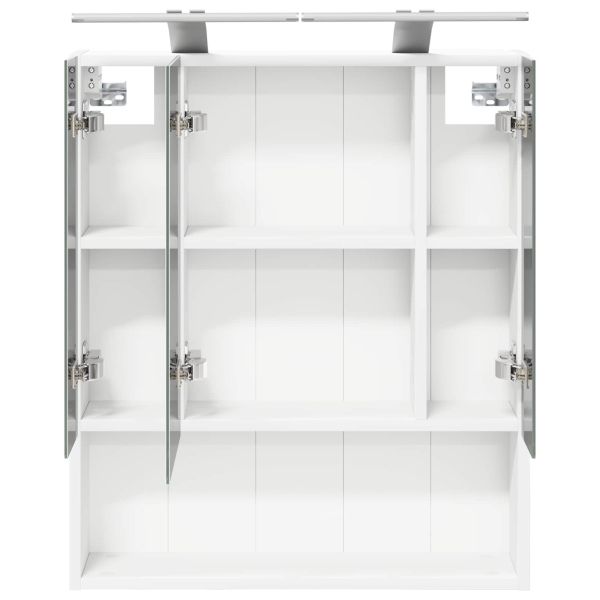 Шкаф с огледало за баня Бяло 60 x 14.5 x 70 см Инженерно дърво