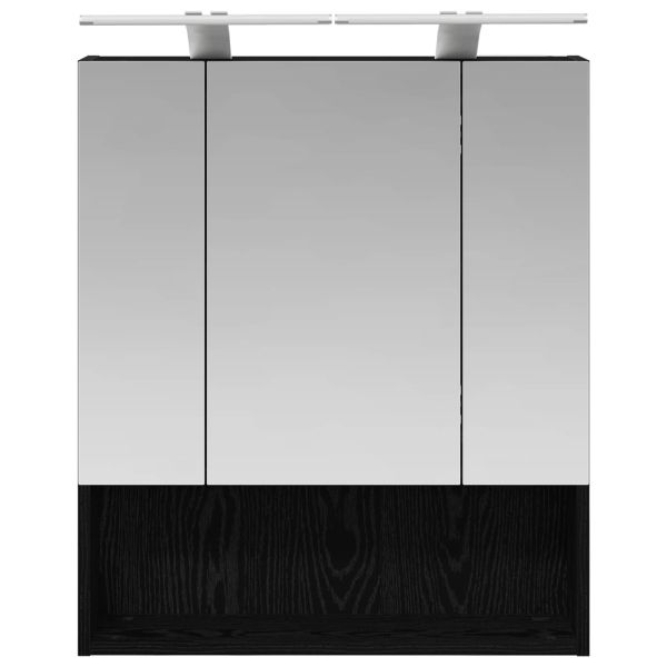 Шкаф с огледало за баня с рафт Черния дъб 60 x 14.5 x 70 см