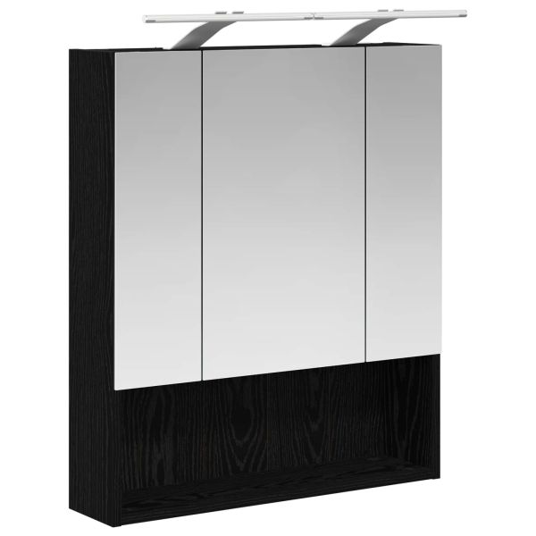 Шкаф с огледало за баня с рафт Черния дъб 60 x 14.5 x 70 см
