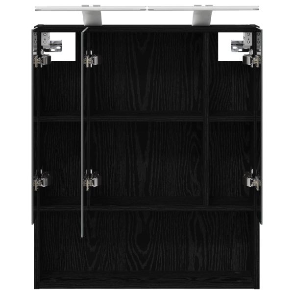 Шкаф с огледало за баня с рафт Черния дъб 60 x 14.5 x 70 см