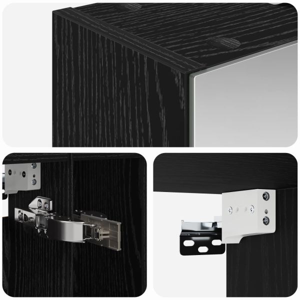 Шкаф с огледало за баня с рафт Черния дъб 60 x 14.5 x 70 см