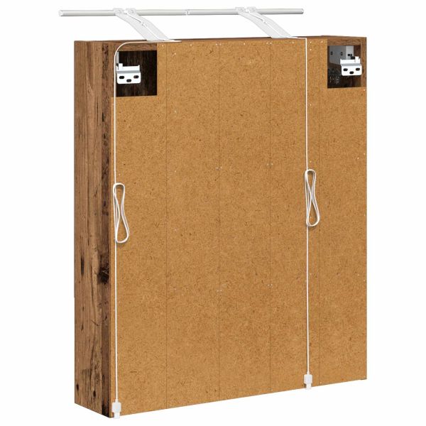 Шкаф с огледало за баня с рафт Старо дърво 60 x 14.5 x 70 см