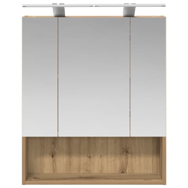 Шкаф с огледало за баня с рафт Дъб Артизан 60 x 14.5 x 70 см