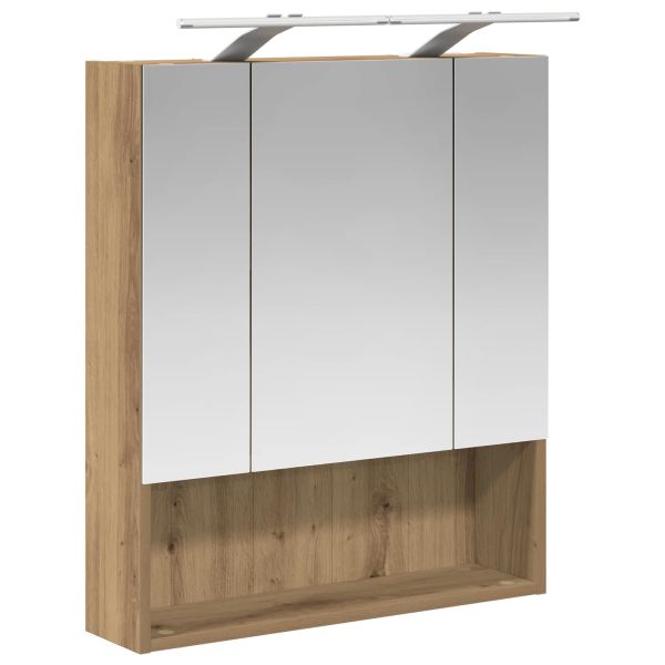 Шкаф с огледало за баня с рафт Дъб Артизан 60 x 14.5 x 70 см