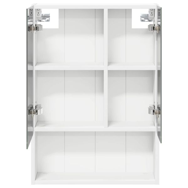 Шкаф с огледало за баня Бяло 50 x 14,5 x 70 см Инженерно дърво