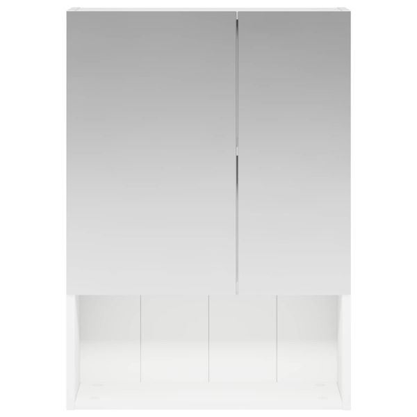 Шкаф с огледало за баня Бяло 50 x 14,5 x 70 см Инженерно дърво