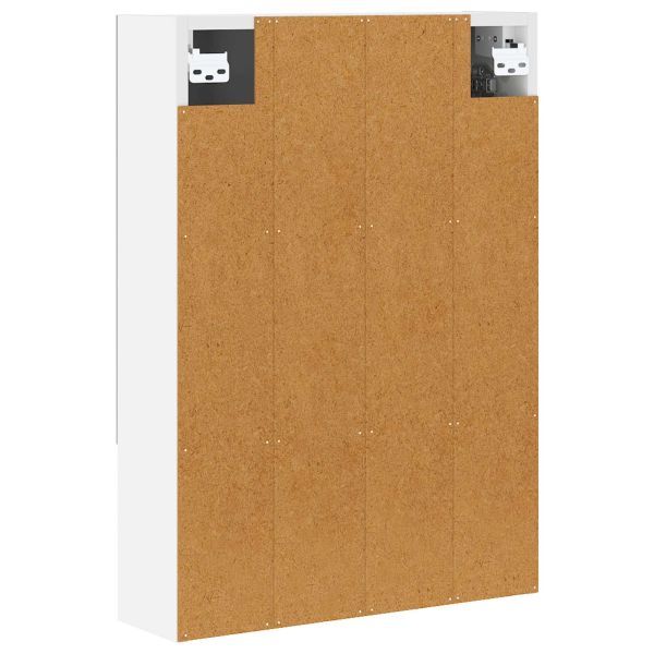 Шкаф с огледало за баня Бяло 50 x 14,5 x 70 см Инженерно дърво