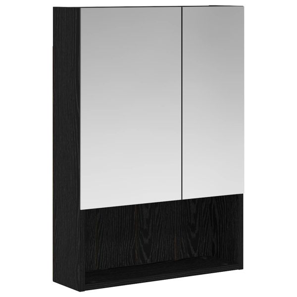 Шкаф с огледало за баня с рафт Черния дъб 50 x 14,5 x 70 см