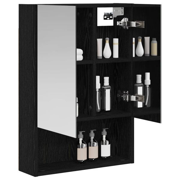 Шкаф с огледало за баня с рафт Черния дъб 50 x 14,5 x 70 см