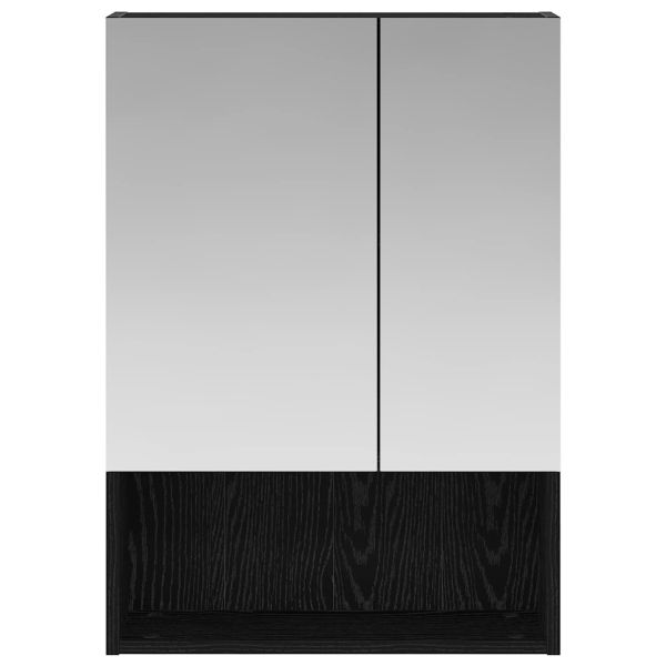 Шкаф с огледало за баня с рафт Черния дъб 50 x 14,5 x 70 см