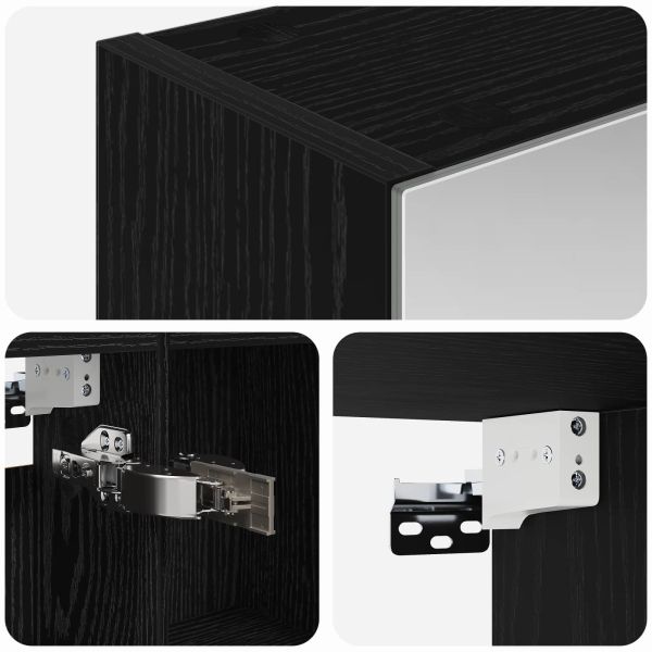 Шкаф с огледало за баня с рафт Черния дъб 50 x 14,5 x 70 см