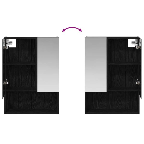 Шкаф с огледало за баня с рафт Черния дъб 50 x 14,5 x 70 см