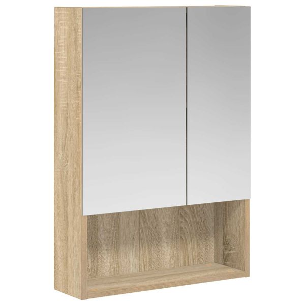 Шкаф с огледало за баня с рафт Сонома дъб 50 x 14,5 x 70 см